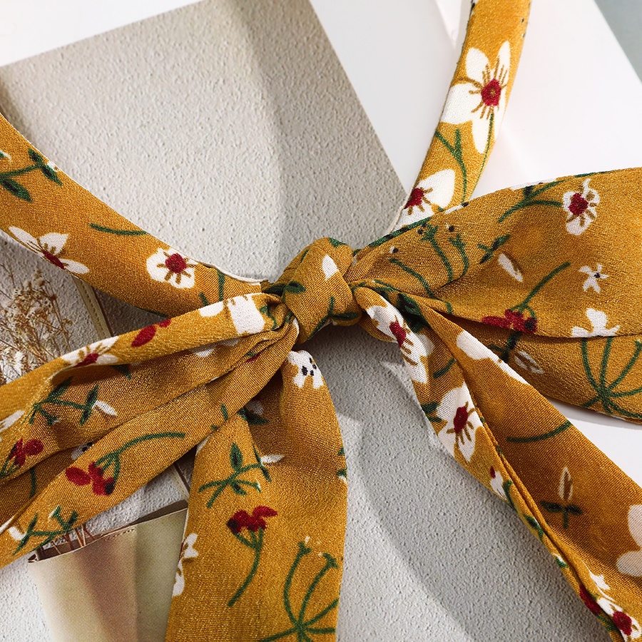 Băng đô thắt nơ ruy băng bản rộng in họa tiết dễ thương phong cách Hàn Quốc thời trang dành cho nữ