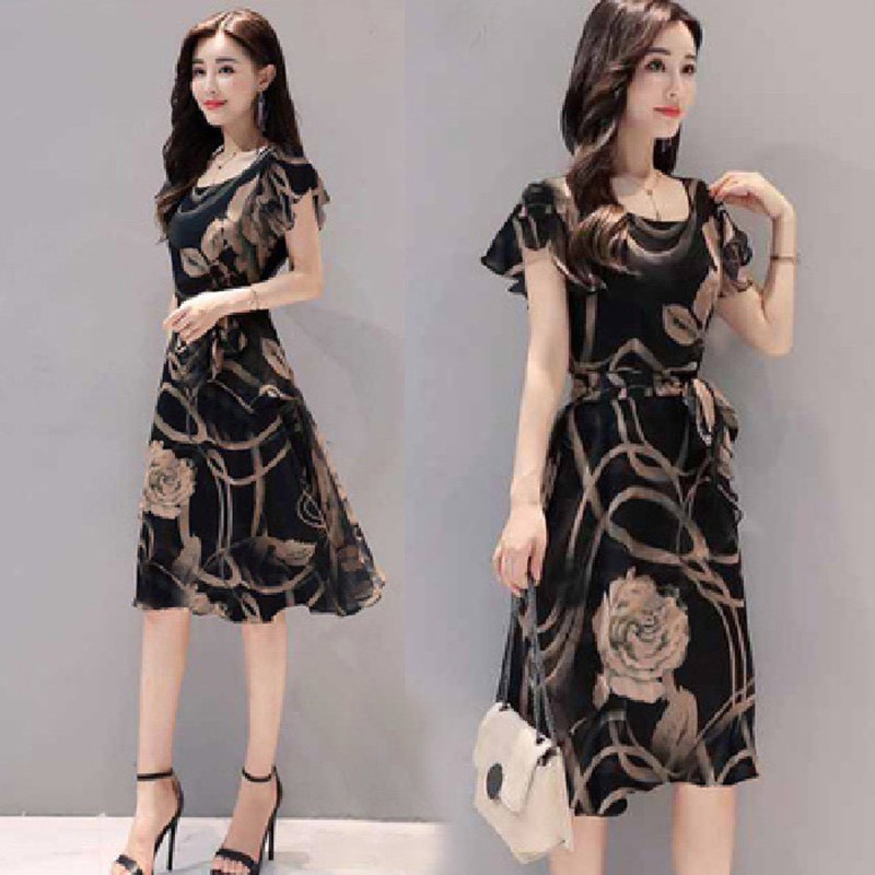 Váy Hoa Nữ FREESHIP Đầm Nữ Quây Tà Chéo Chân Váy,Tay Áo Thiết Kế Sang TRọng Kèm Cột Đai Eo Thời Trang mẫu VAY3