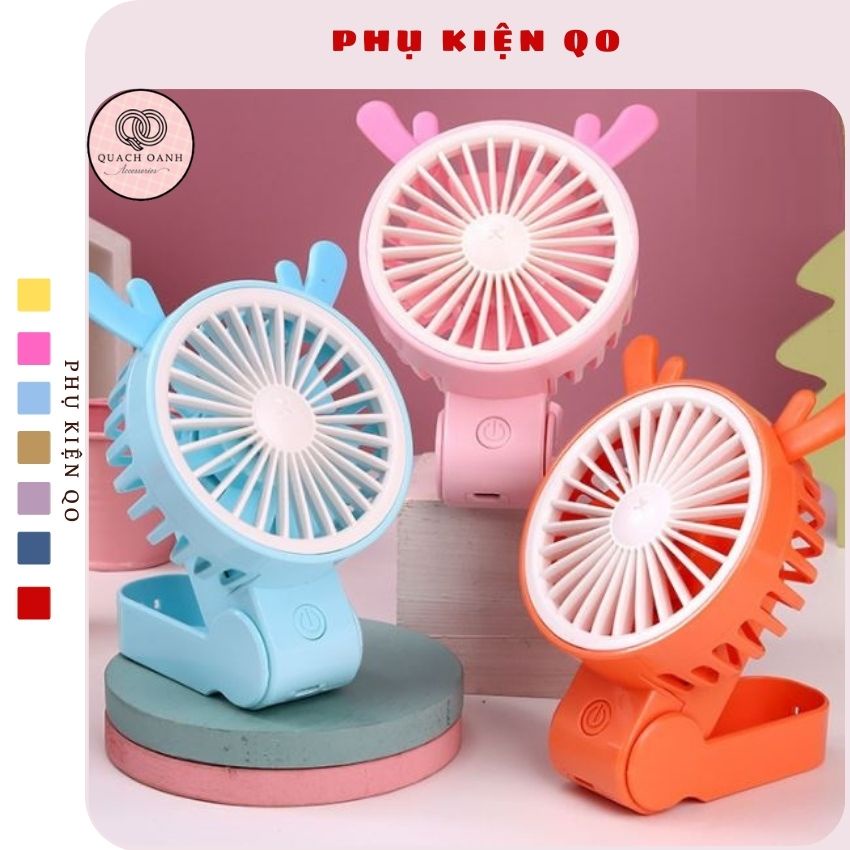 Quạt mini cầm tay gấp gọn bỏ túi 2 trong 1 làm mát và đèn led tặng kèm sặc và dây đeo -QUẠT25
