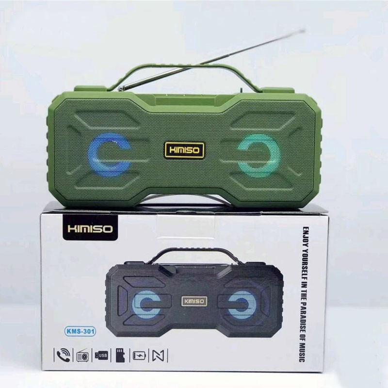 Loa bluetooth siêu bền KIMISO KMS-301 TWS hỗ trợ kết nối cùng lúc 2 loa - tích hợp quai xách tiện lợi (nhiều màu)