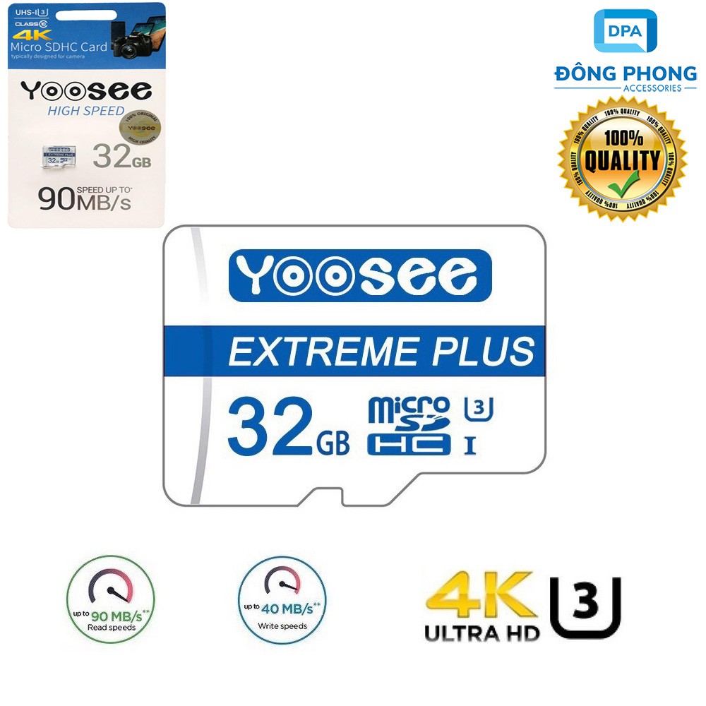 Thẻ Nhớ Microsdxc 32GB Yoosee Extreme Plus UHS-I U3 4K R90MB/S W40MB/S Chính Hãng