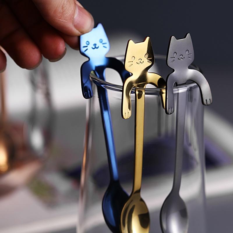 Thìa Mèo Pha Cafe Siêu Cute Có Tay Treo Cốc Tiện Lợi