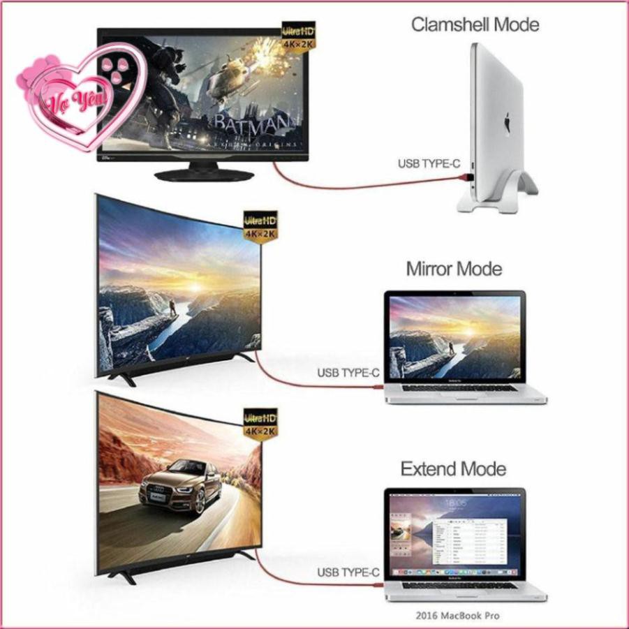 Cáp HDMI chuyển đổi Type C sang Tivi chuẩn HD-4K dài 2m