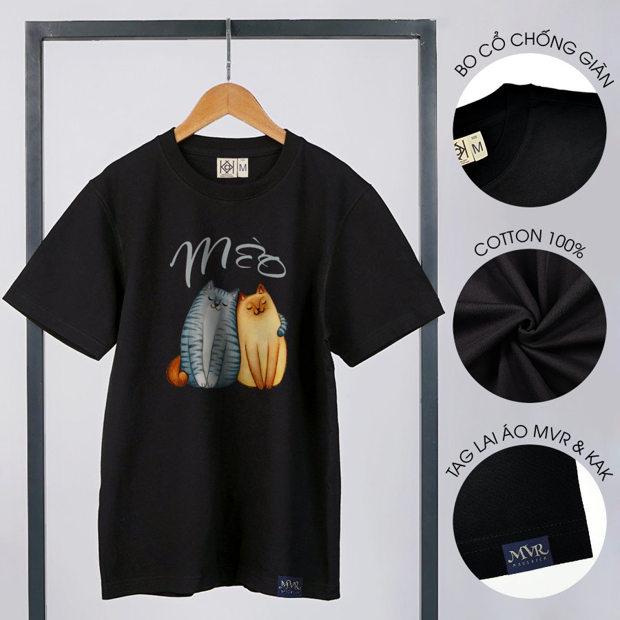 Áo thun nữ nam Hai bé mèo yêu nhau phong cách dành cho ngày lễ tình nhân MVR KK4009