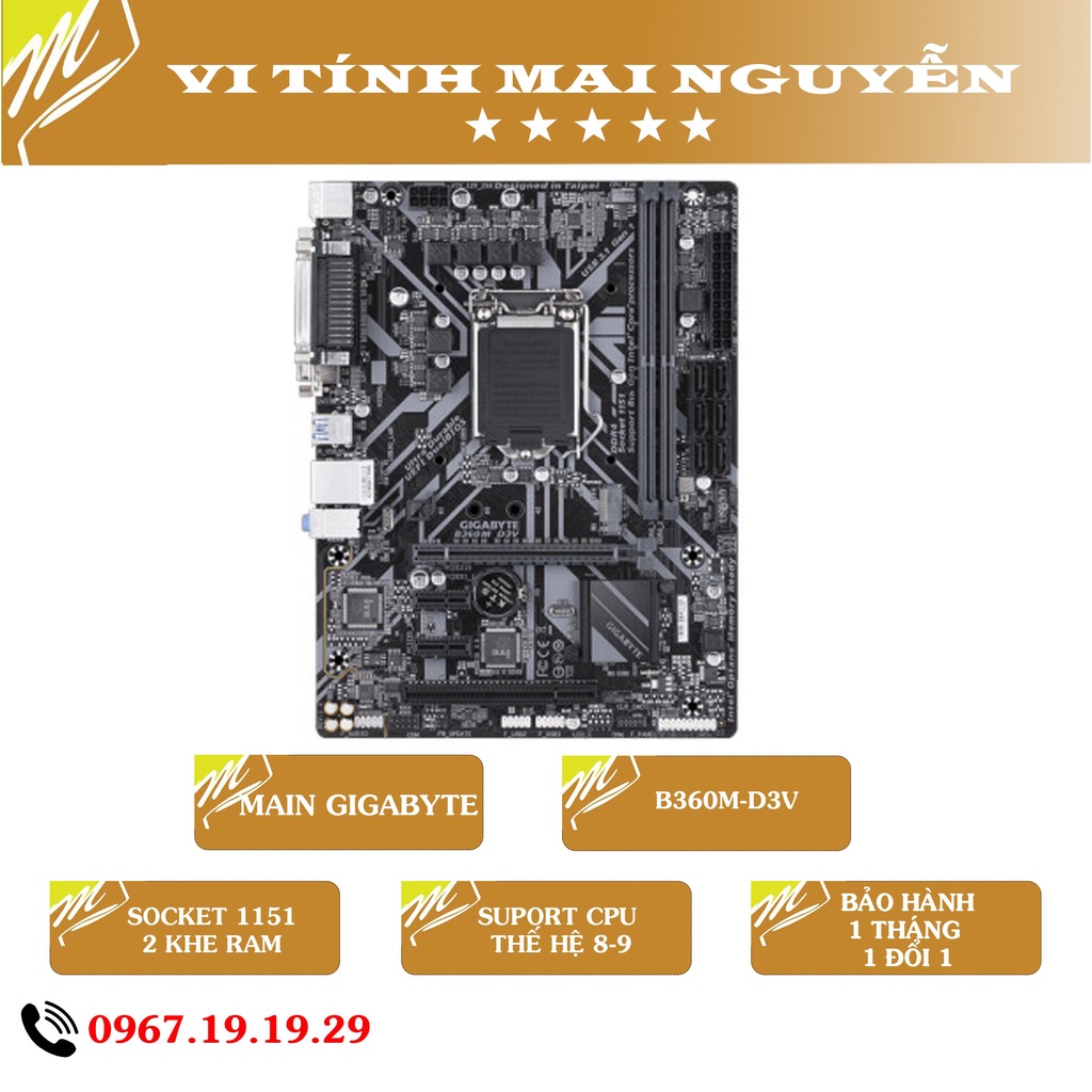 Chính hãng - Main Gigabyte B360. Main cũ. BH 1 tháng