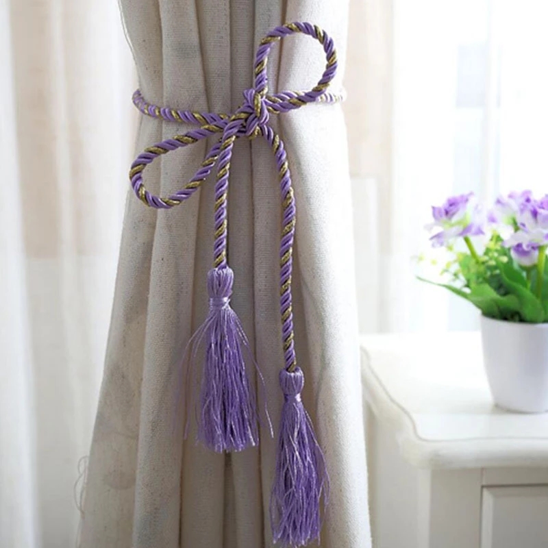 1PcsModern Cotton Window Tassel Curtain Tied Up String/Home Living Room Curtain Holder Decor Clip/Colorful Cotton Binding Tieback Hanging Rope