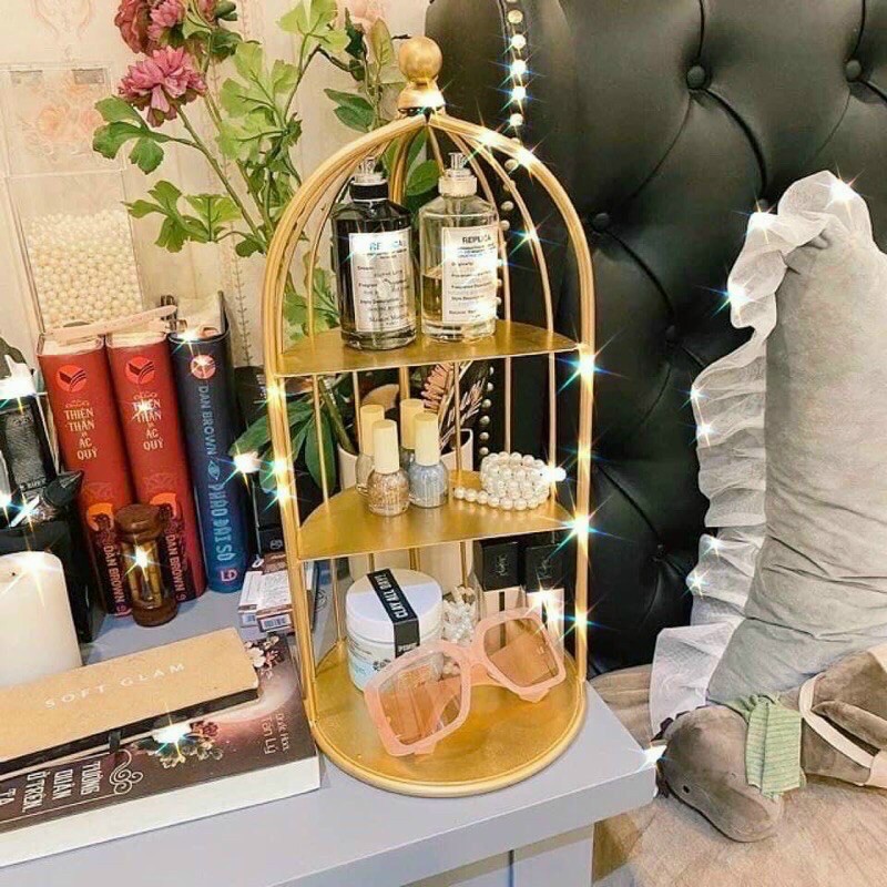 Kệ để mỹ phẩm,tủ đựng đồ trang điểm trang trí hình lồng chim nhiều tầng đa năng