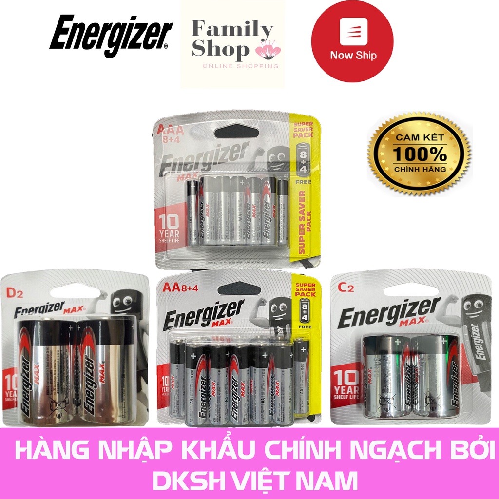 [Hàng Chính Hãng] Pin Max Energizer Các Loại: Pin D/ Pin C/ Pin AAA/AA (12 VIÊN/GÓI)