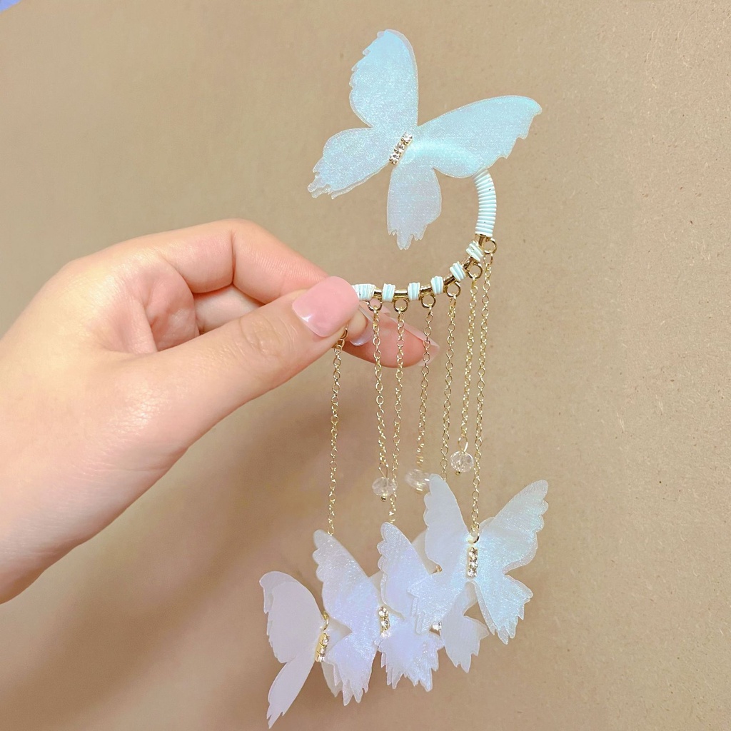 Khuyên Tai Tua Rua Dài Hình Bướm Đính Đá 2022 Thời Trang Cho Nữ