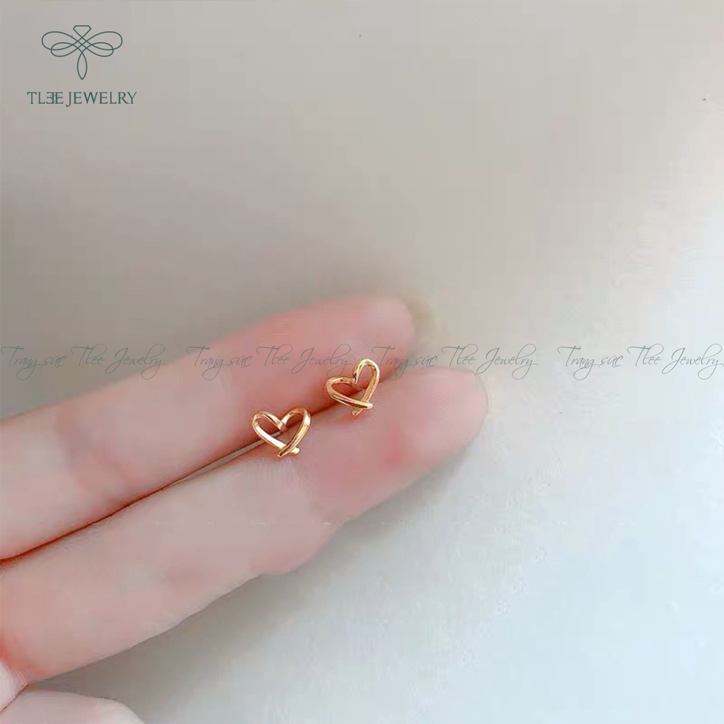 Khuyên tai bạc nữ TLEE trái tim đan chéo xinh xắn NCJ B0145