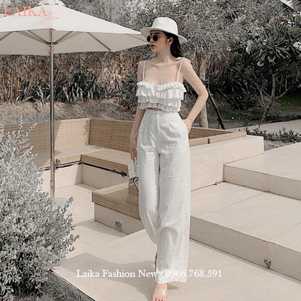 Quần đũi trắng nữ ống rộng dài 100cm khóa thật cạp chun lưng thun - Quần ống rộng vải đũi dáng suông dài đi biển ở nhà