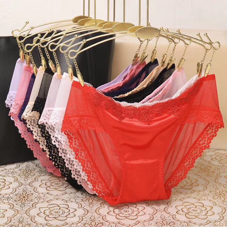 Quần lót ren nữ trơn bóng, họa tiết dày dặn RL01