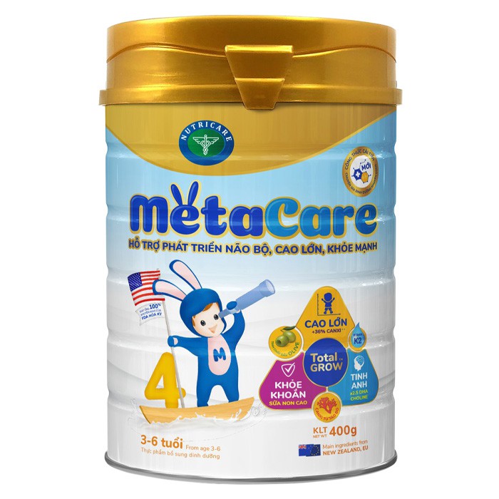 [MUA 4 LON CÓ QUÀ] Sữa Bột METACARE Số 4 cho bé 3-6 tuối Lon 900Gr