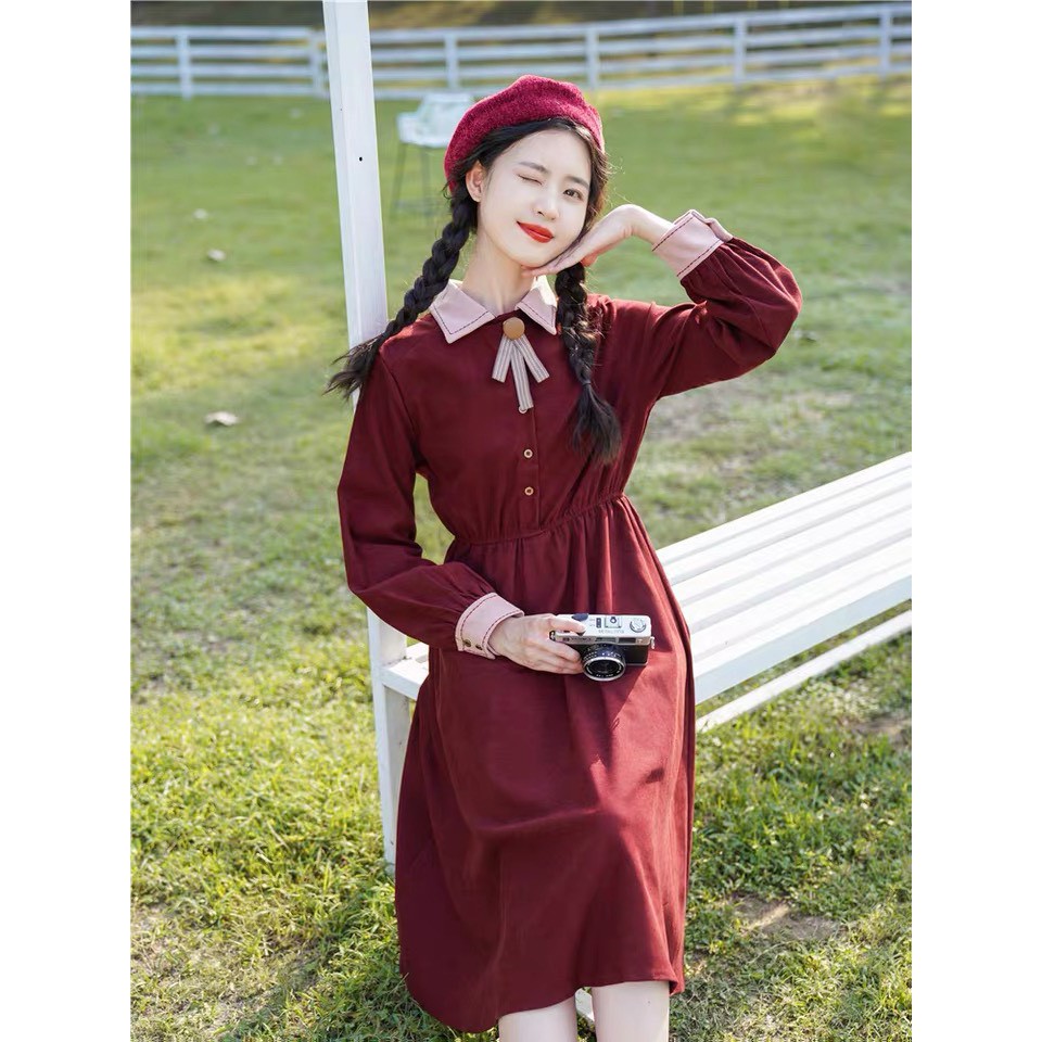 Váy dáng dài xòe Vintage - Hàng Thiết kế Hàn | BigBuy360 - bigbuy360.vn