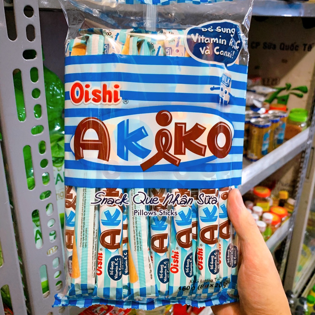 Bánh Snack Que Akiko Oishi Nhân Sữa/ Dừa/ Cà Phê Moka/ Phô Mai Gói 160g