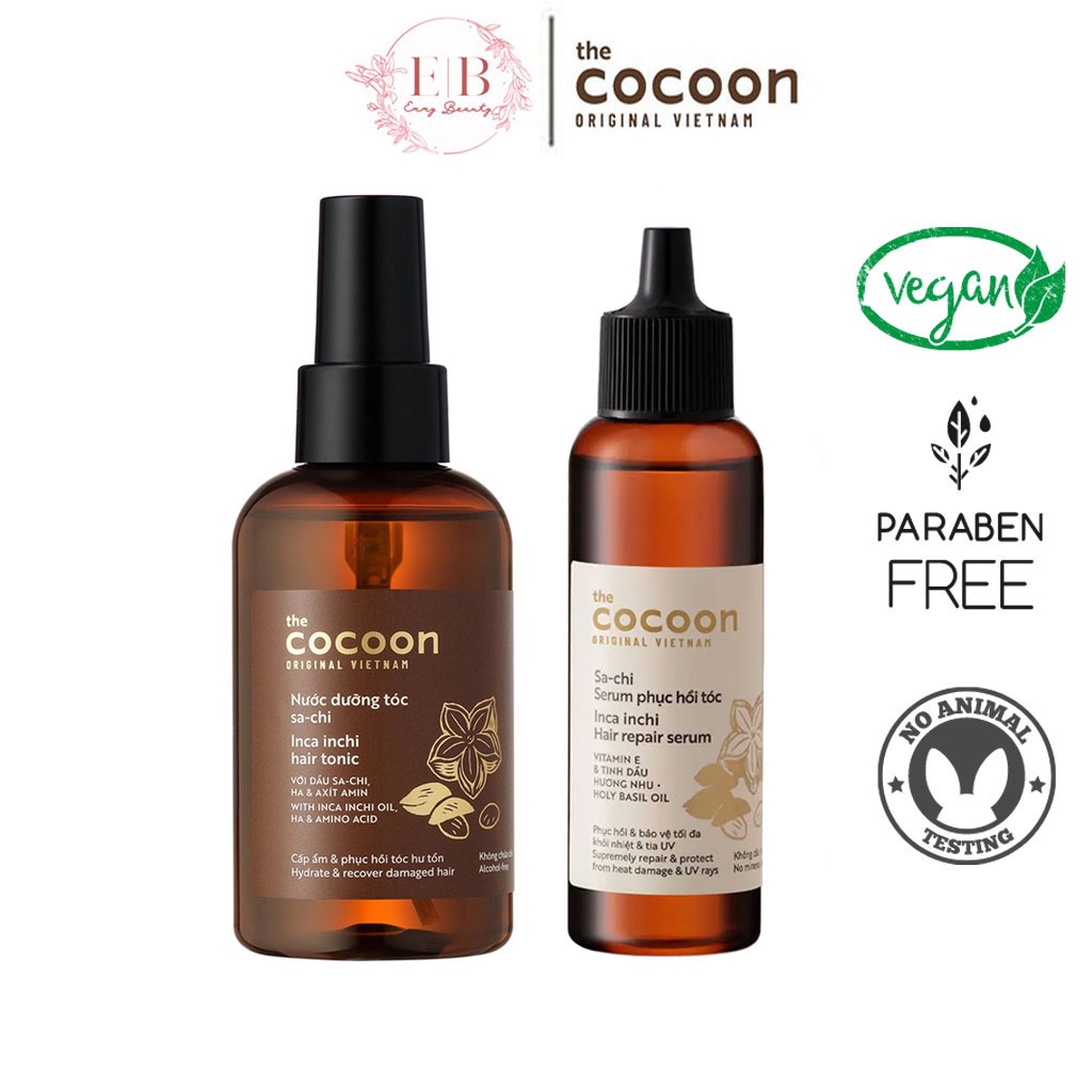 Bộ Đôi Nước xịt dưỡng sa-chi 140ml + Serum sachi Phục hồi tóc Cocoon 70ml