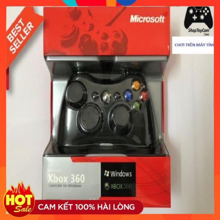 Tay cầm Chơi Game Microsoft Xbox 360 Full box Có Rung - Tay Cầm Có Dây Dùng Cho PC, Laptop