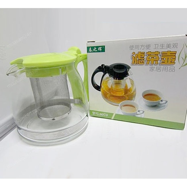 Bình Trà Thủy Tinh 700ml có lõi phễu lọc