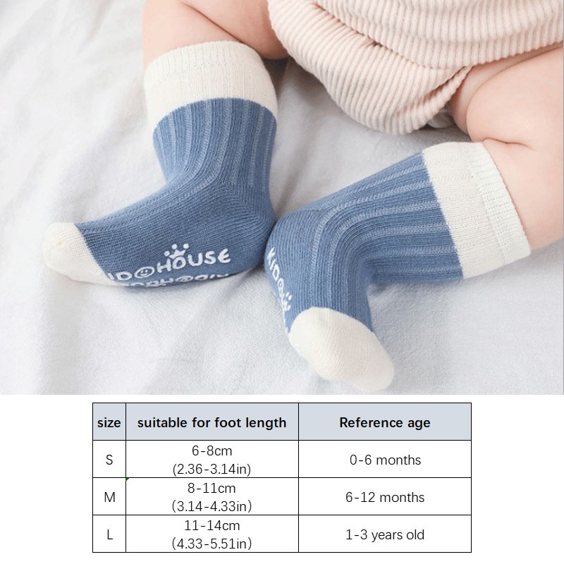 Vớ Cotton Mềm Mại Thoải Mái Thoáng Khí Chống Trượt Họa Tiết Kẻ Sọc In Chữ Cho Bé