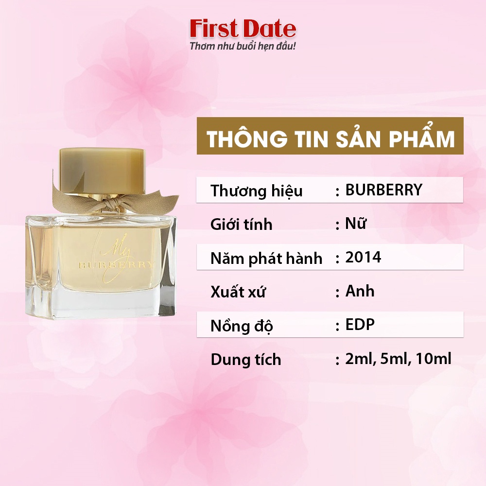 Nước hoa nữ My Burberry - Dầu thơm quyến rũ, hương thơm tinh tế sang trọng First Date