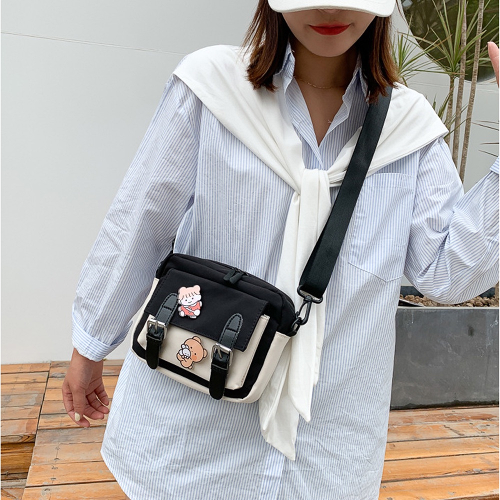 Túi Đeo Chéo Mini Vải Canvas Siêu Dễ Thương Đi Chơi Phong Cách Hàn Quốc