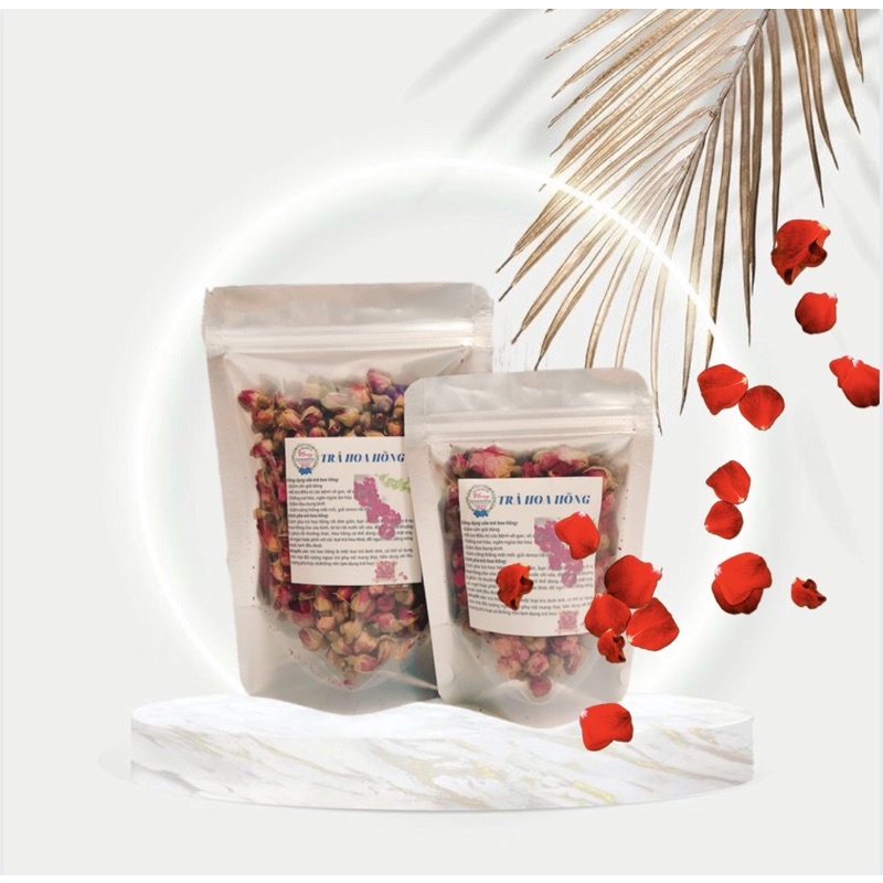 ✅[Hàng loại 1] Trà Hoa Hồng Đà Lạt Sấy Khô Nguyên Bông Gói 100g Làm Đẹp Da, Giảm Stress