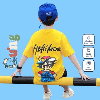 Áo thun trẻ em CƯNG, áo phông cotton cộc tay Songoku bé trai bé gái 12kg tới 35kg