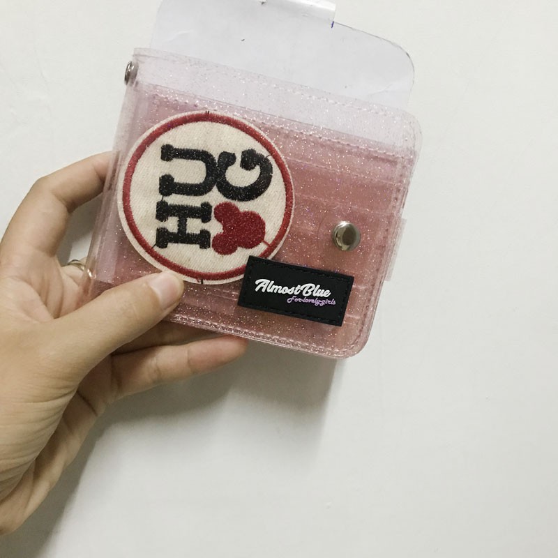 PVC trong suốt gấp dây ví ví đựng thẻ