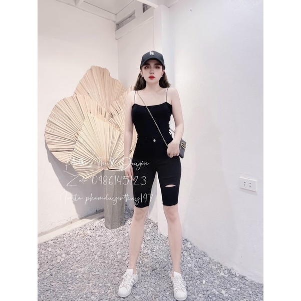 Quần ngố skiny giả bò siêu dãn chất cực đẹp, Quần ngố cạp cao QN1510 - NhiNhi Shop