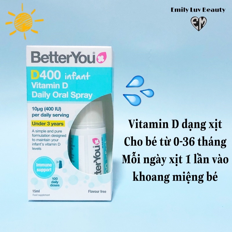 Vitamin D dạng xịt Dlux Better You cho bé từ 0 - 3 tuổi