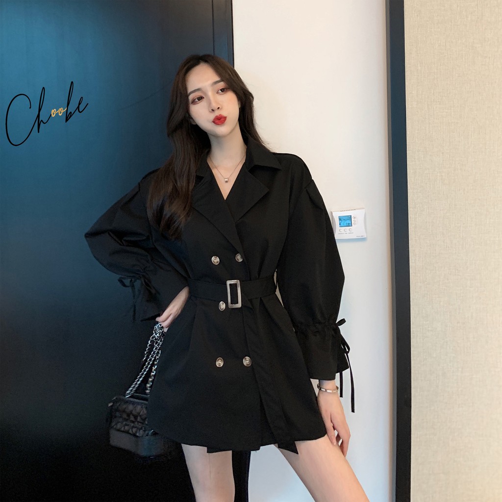 Áo khoác nữ Choobe vải kaki cao cấp, măng tô dáng ngắn, tay nơ, phong cách Hàn Quốc  | BigBuy360 - bigbuy360.vn
