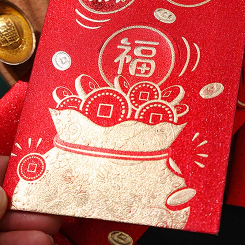 Set 4 bao lì xì màu đỏ họa tiết hổ hoạt hình đem lại may mắn cho lễ hội mùa xuân phong cách Trung Quốc