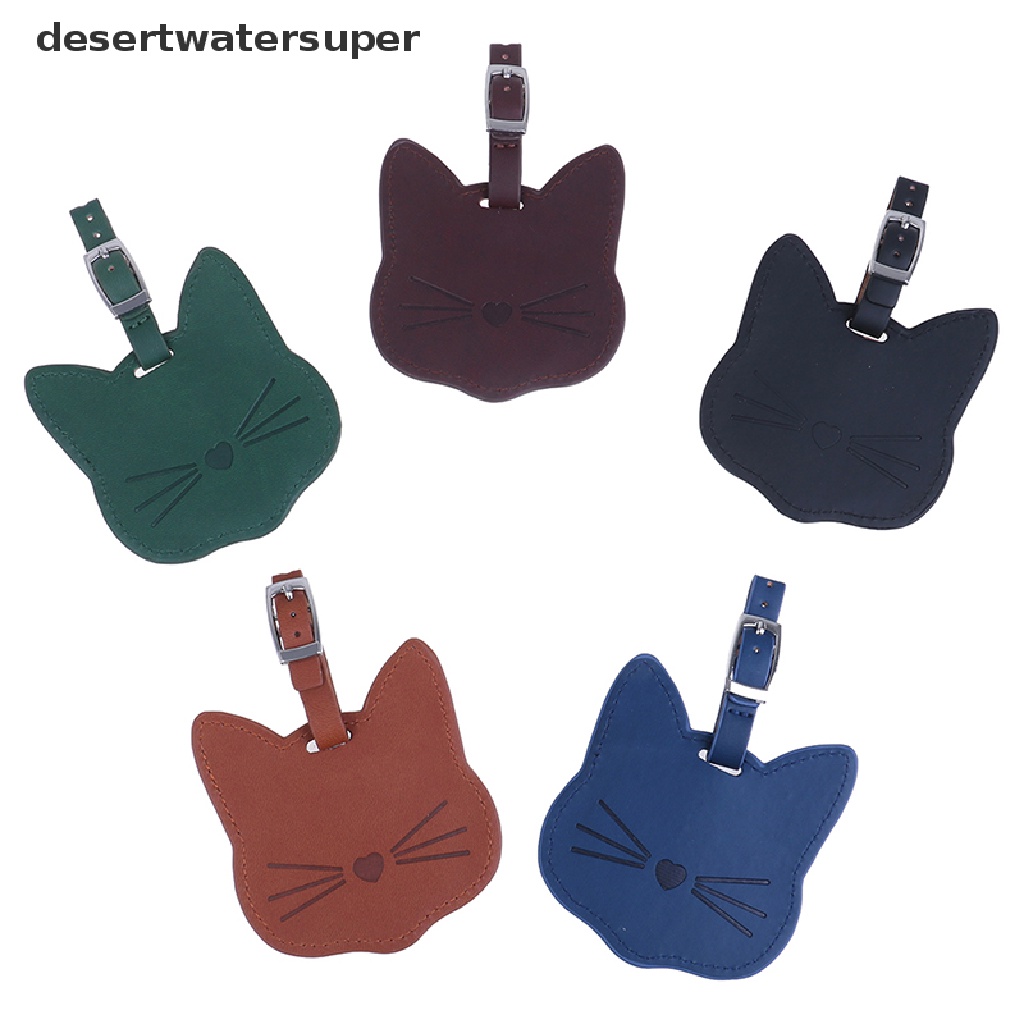 Thẻ Treo Hành Lý Hình Mèo Bằng Da Đáng Yêu