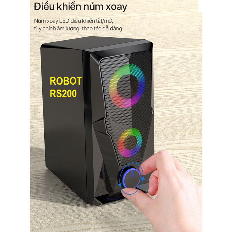 LOA Máy Tính Gaming 6W ROBOT RS200 Hiệu Ứng Đèn LED Âm Thanh HD Chất Lượng Cao Chính Hãng