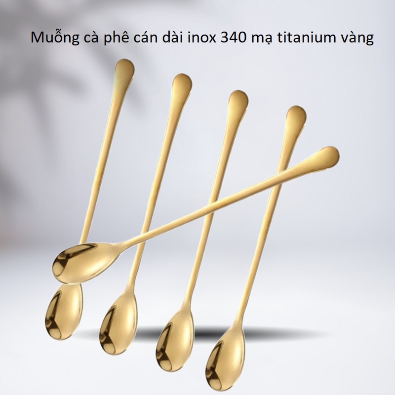 5 Thìa Đá Bầu Vàng - Inox 304 Mạ Titanium Vàng -   Cocktail Đá Chanh Sinh Tố Trà Đào..