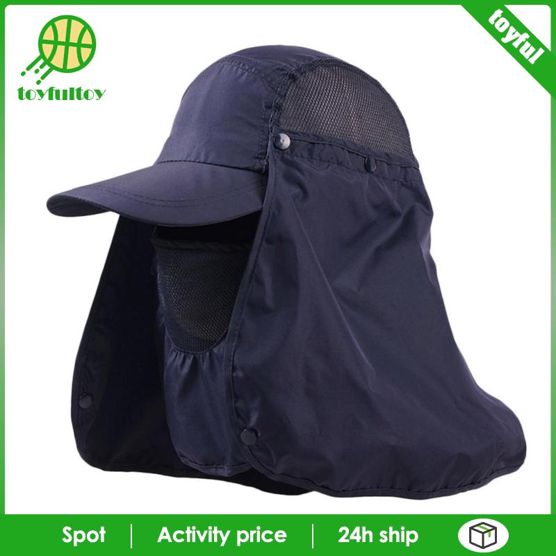 Mũ Lưỡi Trai Có Tấm Che Phủ Cổ Chống Nắng Màu Xanh Dương Đậm Dùng Khi Câu Cá Ngoài Trời