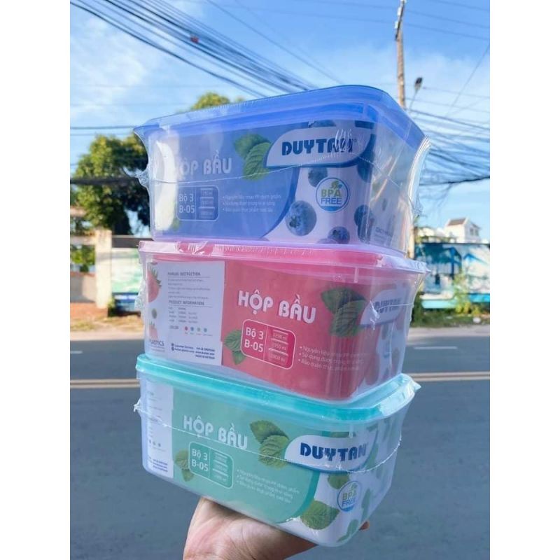 Hộp nhựa đựng thực phẩm Duy tân, hộp bầu, hộp lạnh set 3, set 5