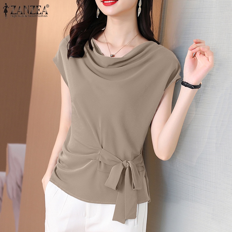 Áo kiểu ZANZEA không tay cột dây ở eo phong cách Hàn Quốc thời trang cho nữ