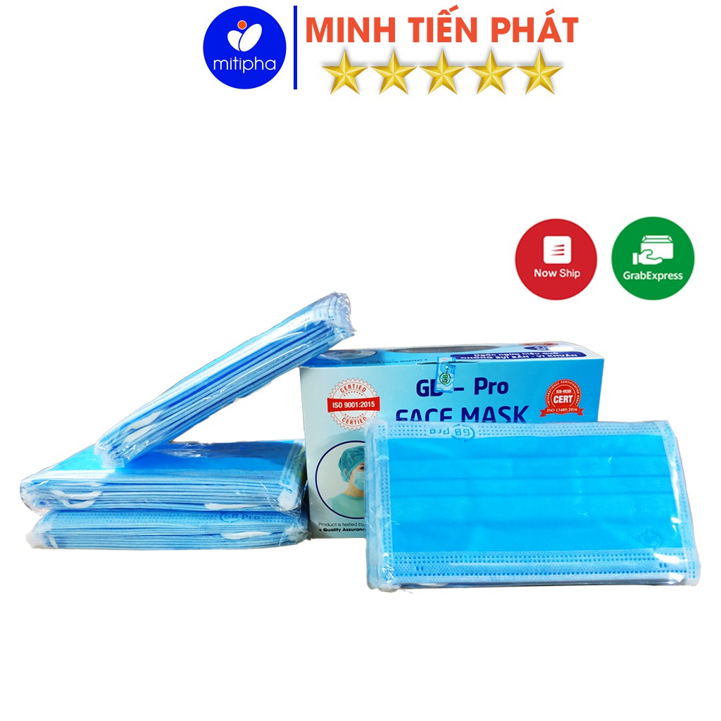 Khẩu trang y tế 4 lớp GB Pro hộp 50 cái chống bụi bẩn, vi khuẩn - Minh Tiến Phát