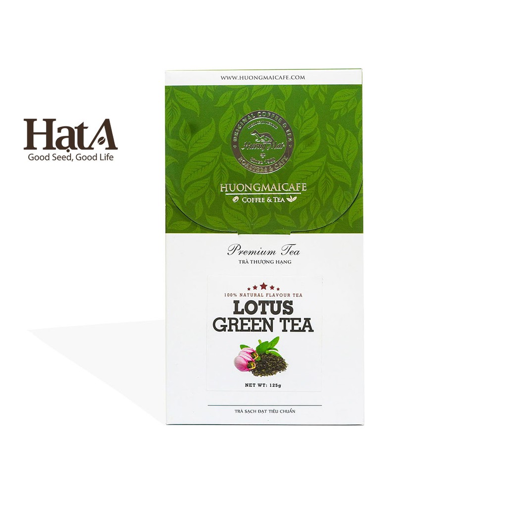 Trà sen thượng hạng Hương Mai Cafe Premium Lotus Green Tea 100% lá trà non ướp trong bông sen 125gr