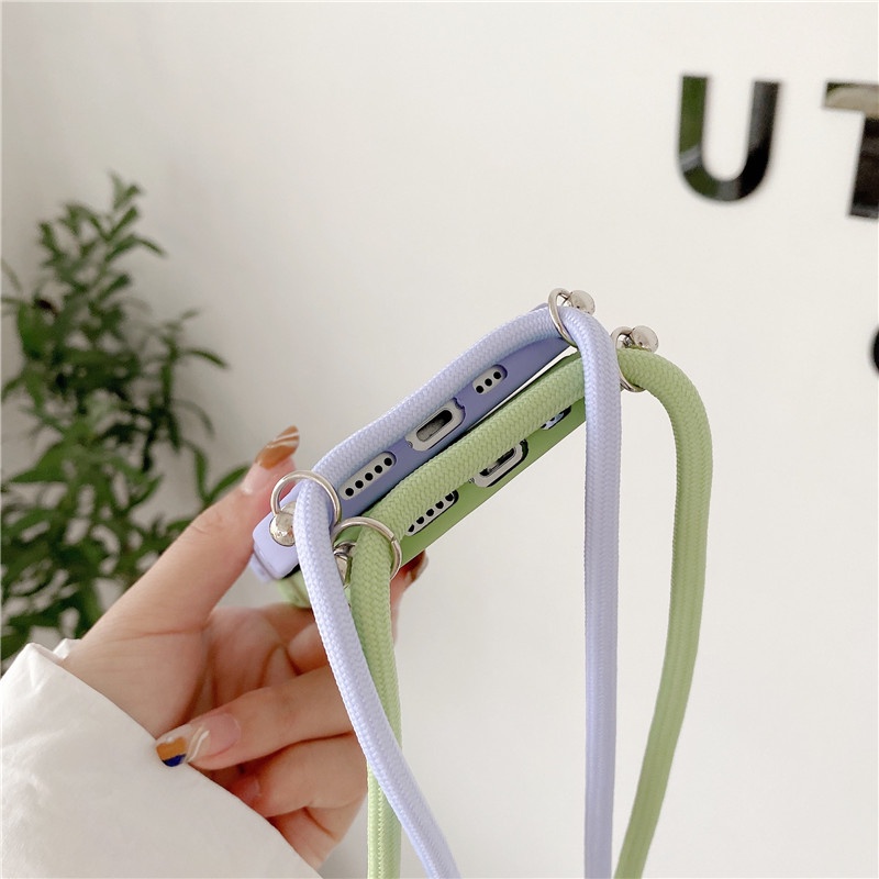 Ốp Điện Thoại Mềm Dạng Ví Có Dây Đeo Chéo Cho Iphone 11 12 13 Pro Max 11 Pro 13 MiNi X XR XS 7 8 Plus