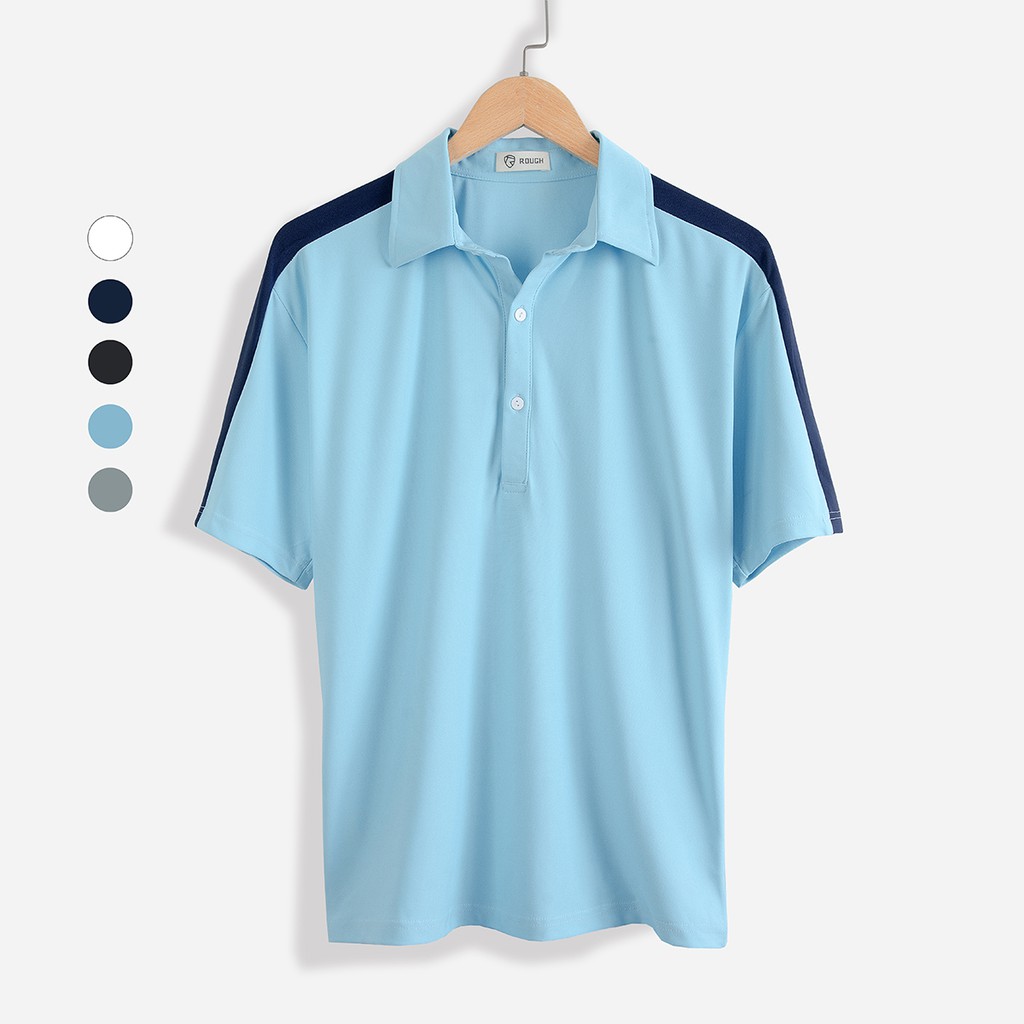 Áo Polo Nam Trơn Phối Vai ROUGH Outfit Vải Cotton Cá Sấu 5 Màu Trẻ Trung, Phong Cách | BigBuy360 - bigbuy360.vn