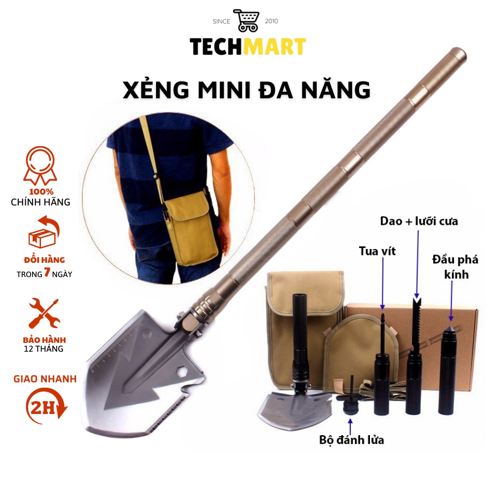 Bộ cuốc xẻng mini làm vườn, dã ngoại, phượt gấp gọn tiện lợi