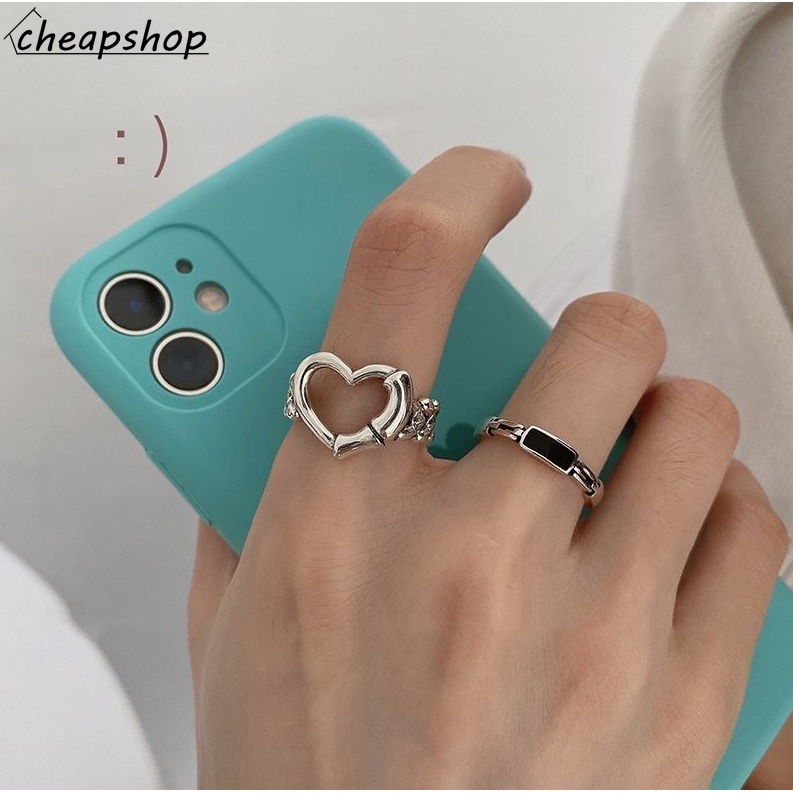 iF YOU Set 2 Nhẫn Bạc Phong Cách Hàn Quốc Cổ Điển Dành Cho Nữ