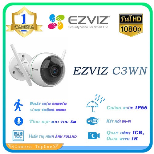 Camera Wifi gắn ngoài trời EZVIZ_CS-CV310 (C3WN) (1080P) - Hàng chính hãng kèm thẻ nhớ 32GB/64GB/128GB