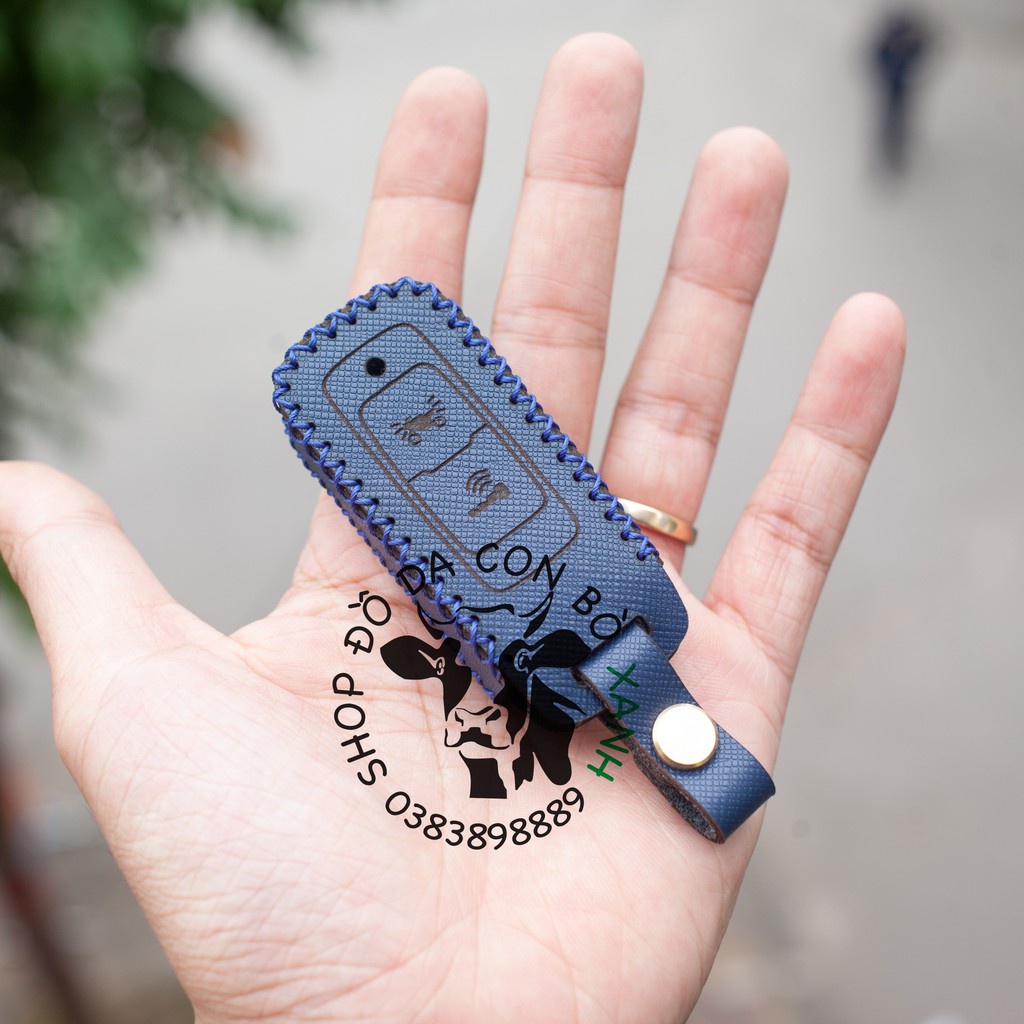 [Xanh navy] Bao Da Chìa Khóa Honda  Vision 2021 handmade da thật (phom mới)