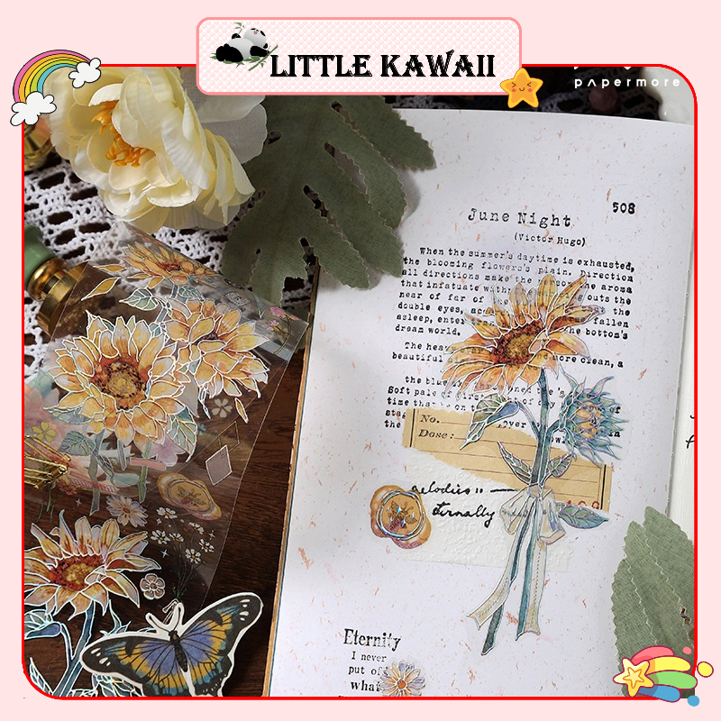 Masking tape kiêm sticker hoa flower trang trí phong cách vintage