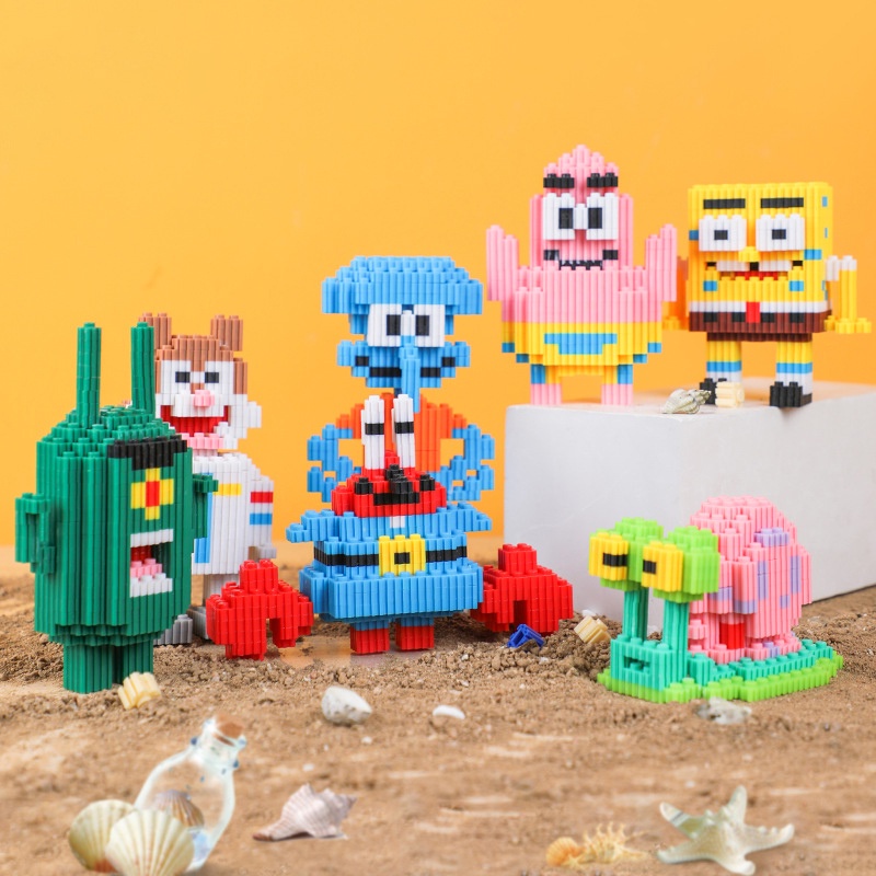 Mô hình lắp ráp 3D SpongeBob Hapi Toys - BST 7 nhân vật Bọt Biển, Trùm cua, Ốc Sên Đồ chơi xếp hình sáng tạo
