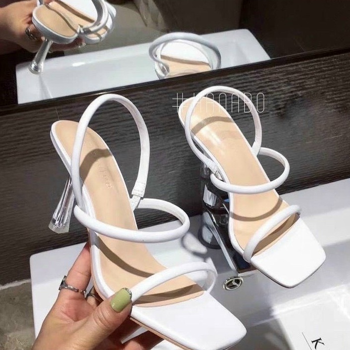 Sandal cao gót quai trơn gót trong 7p, giày cao gót 7cm gót nhọn Chị Đẹp Store mã TH133