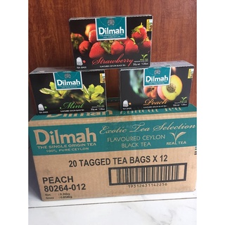 Combo 1 thùng(12 hộp) Trà Nhúng Dilmah Hương Dâu , Đào ,Bạc hà date mới